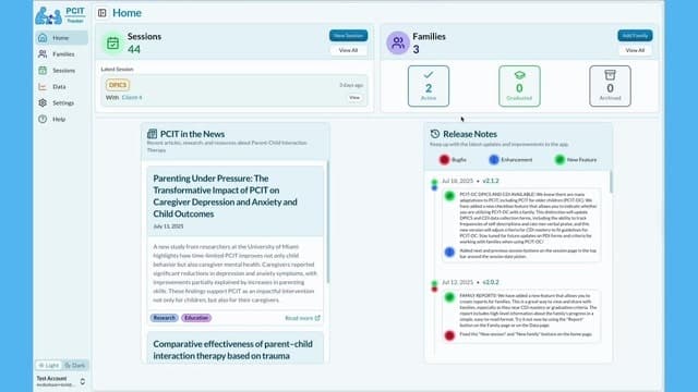 PCIT Tracker Overview of Pages